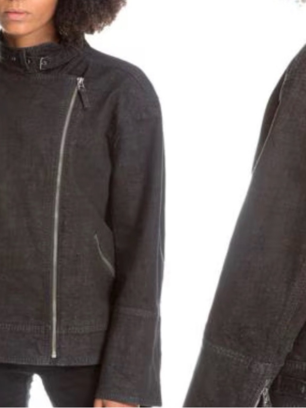 Max Studio Black Moto Jean Jacket EUC